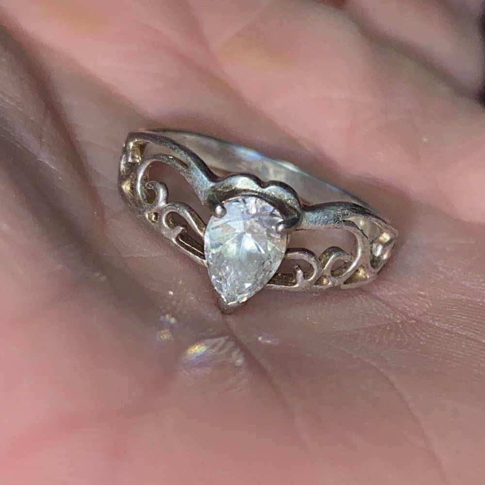 Signed Pear Cut Crown Tiara Design size 7